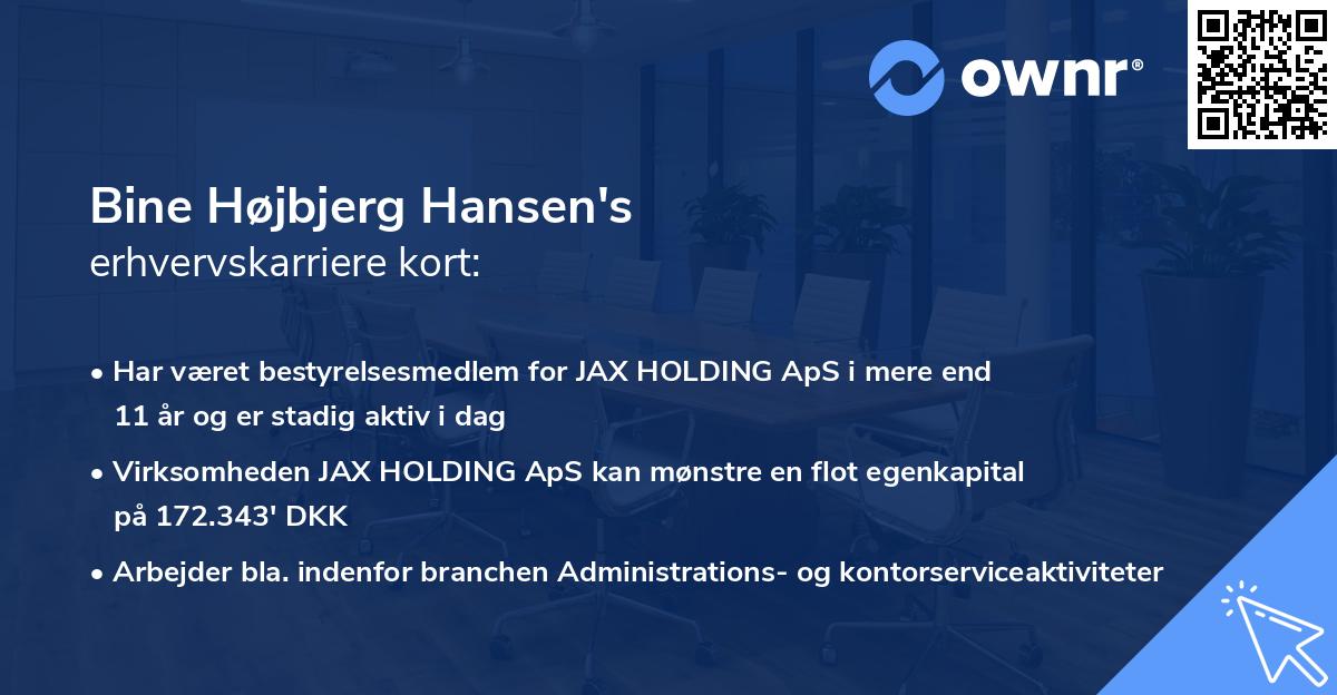 Bine Højbjerg Hansen's erhvervskarriere kort