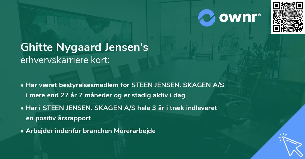Ghitte Nygaard Jensen's erhvervskarriere kort