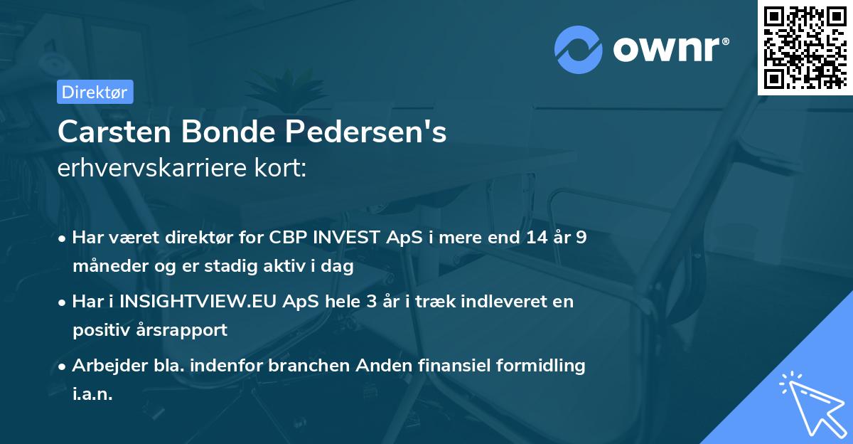 Carsten Bonde Pedersen's erhvervskarriere kort