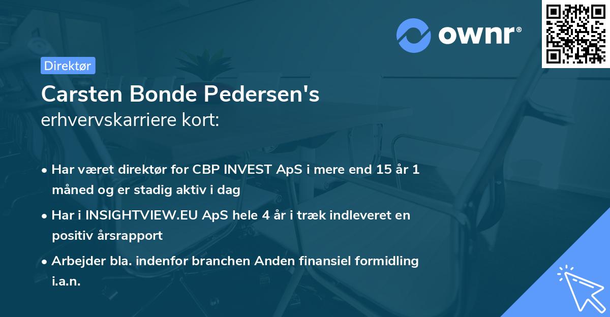 Carsten Bonde Pedersen's erhvervskarriere kort