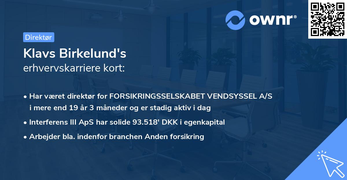 Klavs Birkelund's erhvervskarriere kort