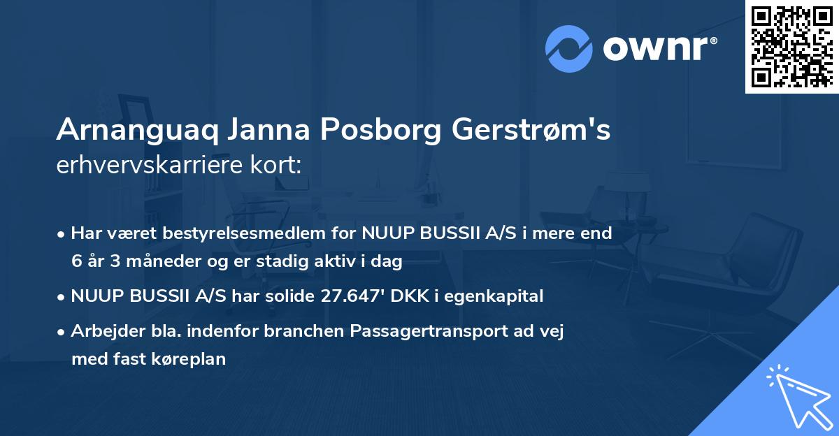 Arnanguaq Janna Posborg Gerstrøm's erhvervskarriere kort