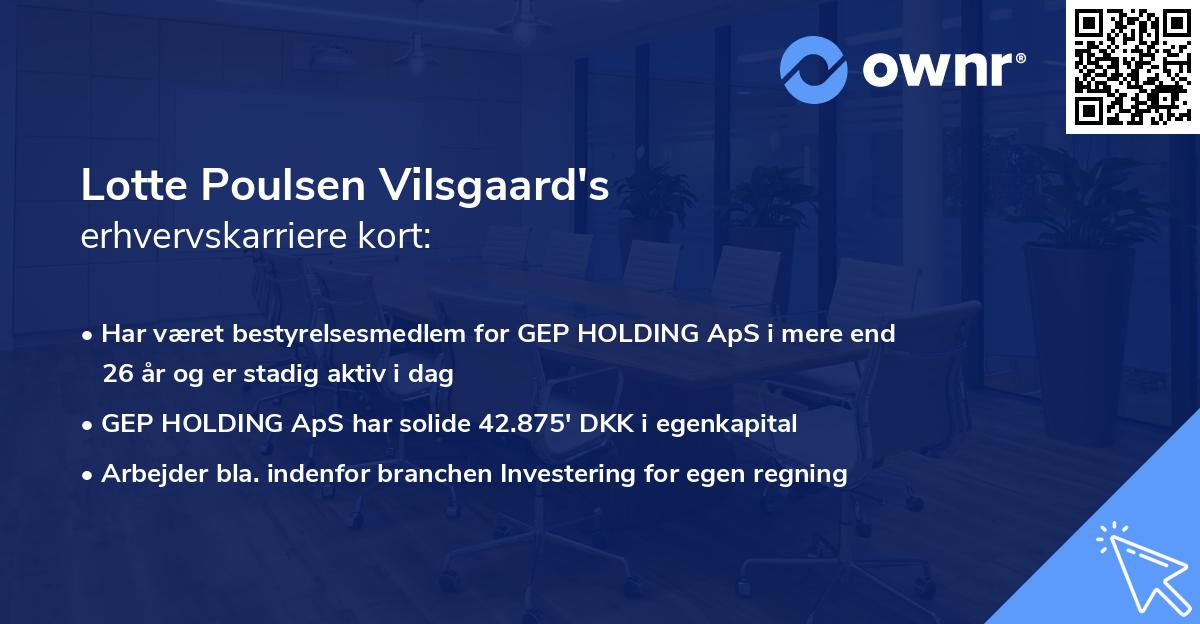 Lotte Poulsen Vilsgaard's erhvervskarriere kort