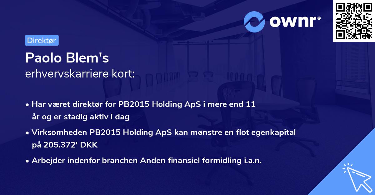 Paolo Blem's erhvervskarriere kort