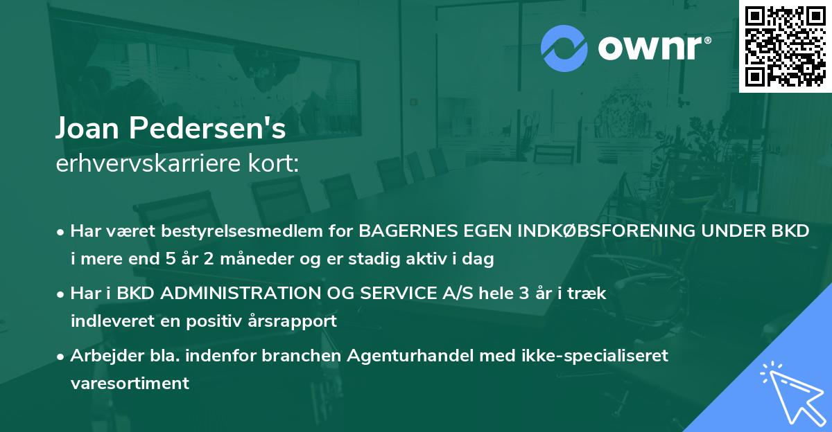 Joan Pedersen's erhvervskarriere kort