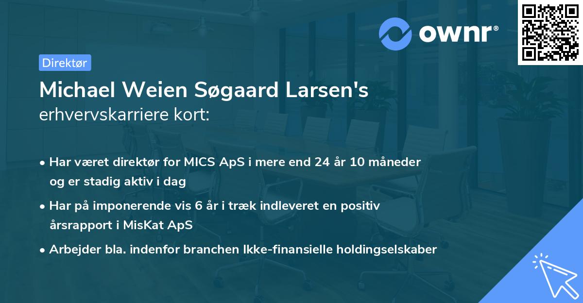 Michael Weien Søgaard Larsen's erhvervskarriere kort