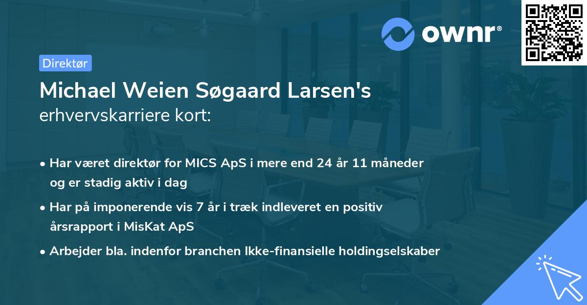 Michael Weien Søgaard Larsen's erhvervskarriere kort