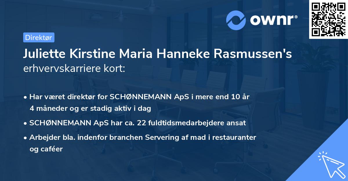 Juliette Kirstine Maria Hanneke Rasmussen's erhvervskarriere kort
