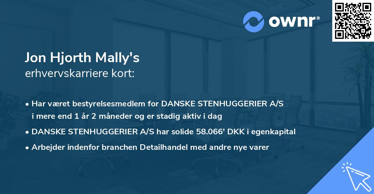 Jon Hjorth Mally's erhvervskarriere kort
