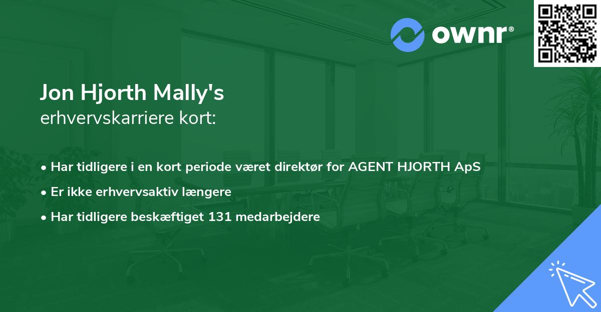 Jon Hjorth Mally's erhvervskarriere kort
