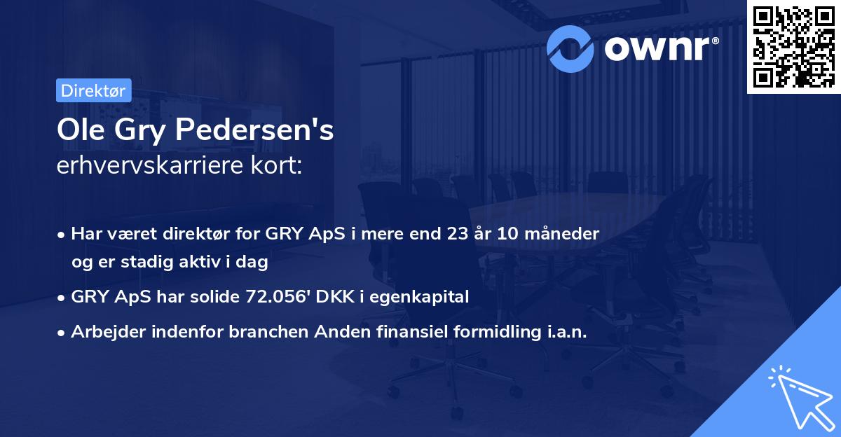 Ole Gry Pedersen's erhvervskarriere kort
