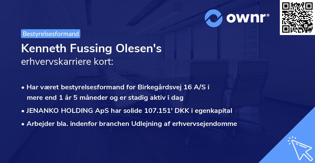 Kenneth Fussing Olesen's erhvervskarriere kort