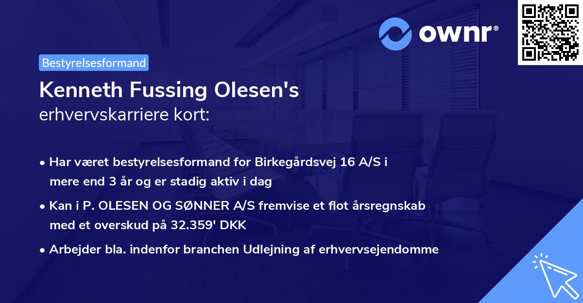 Kenneth Fussing Olesen's erhvervskarriere kort