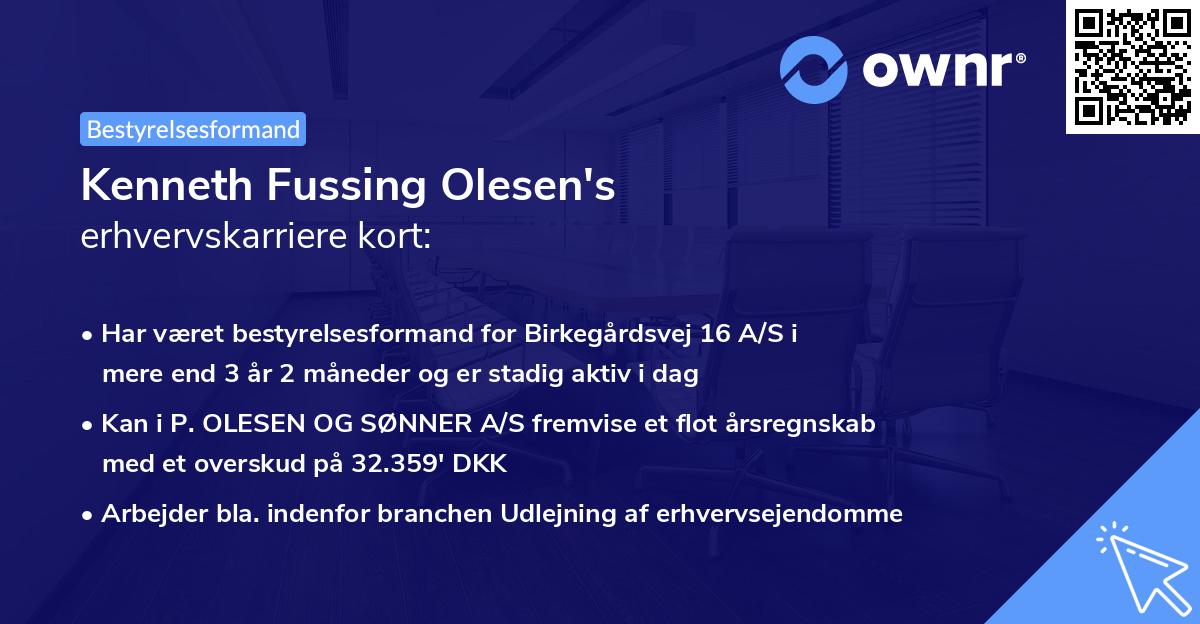 Kenneth Fussing Olesen's erhvervskarriere kort