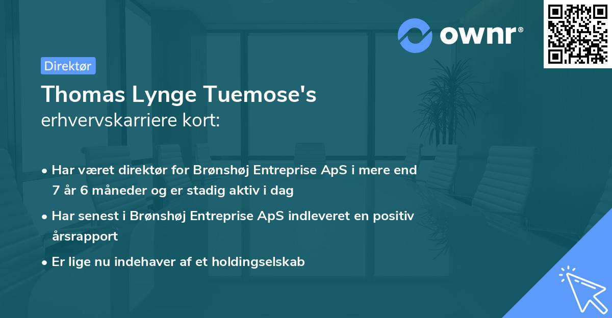 Thomas Lynge Tuemose's erhvervskarriere kort