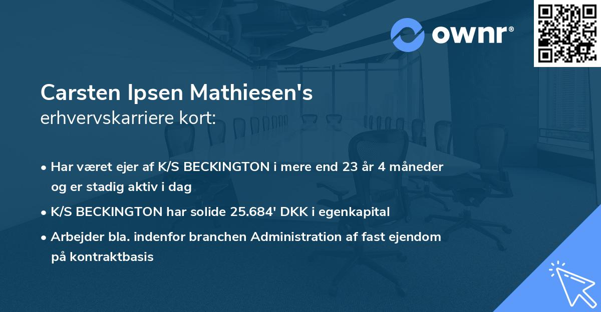 Carsten Ipsen Mathiesen's erhvervskarriere kort
