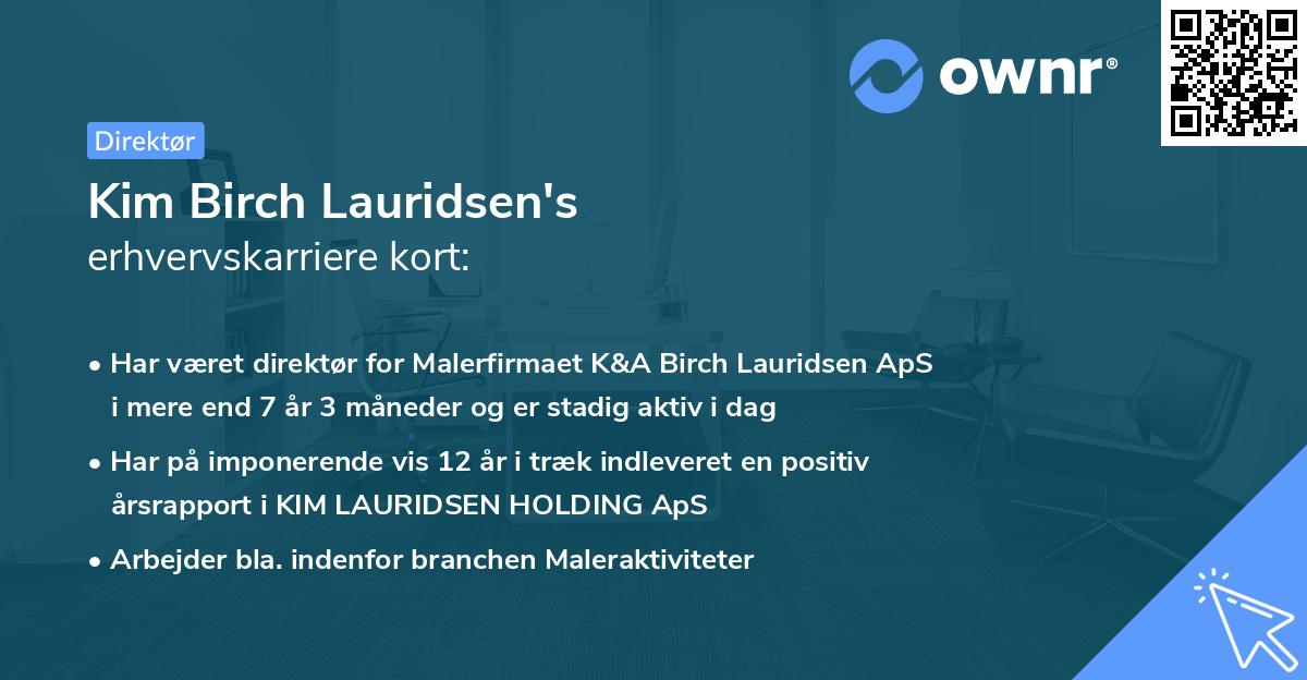 Kim Birch Lauridsen's erhvervskarriere kort