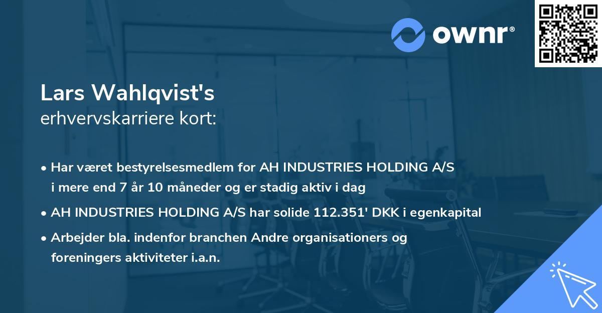 Lars Wahlqvist's erhvervskarriere kort