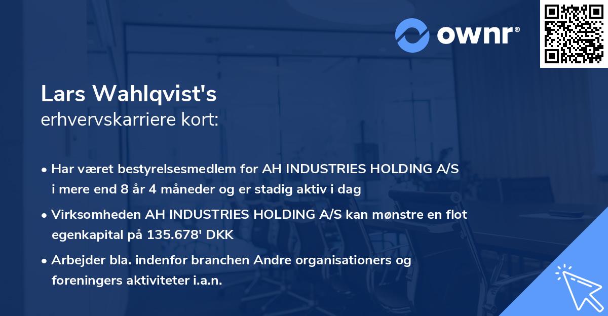Lars Wahlqvist's erhvervskarriere kort