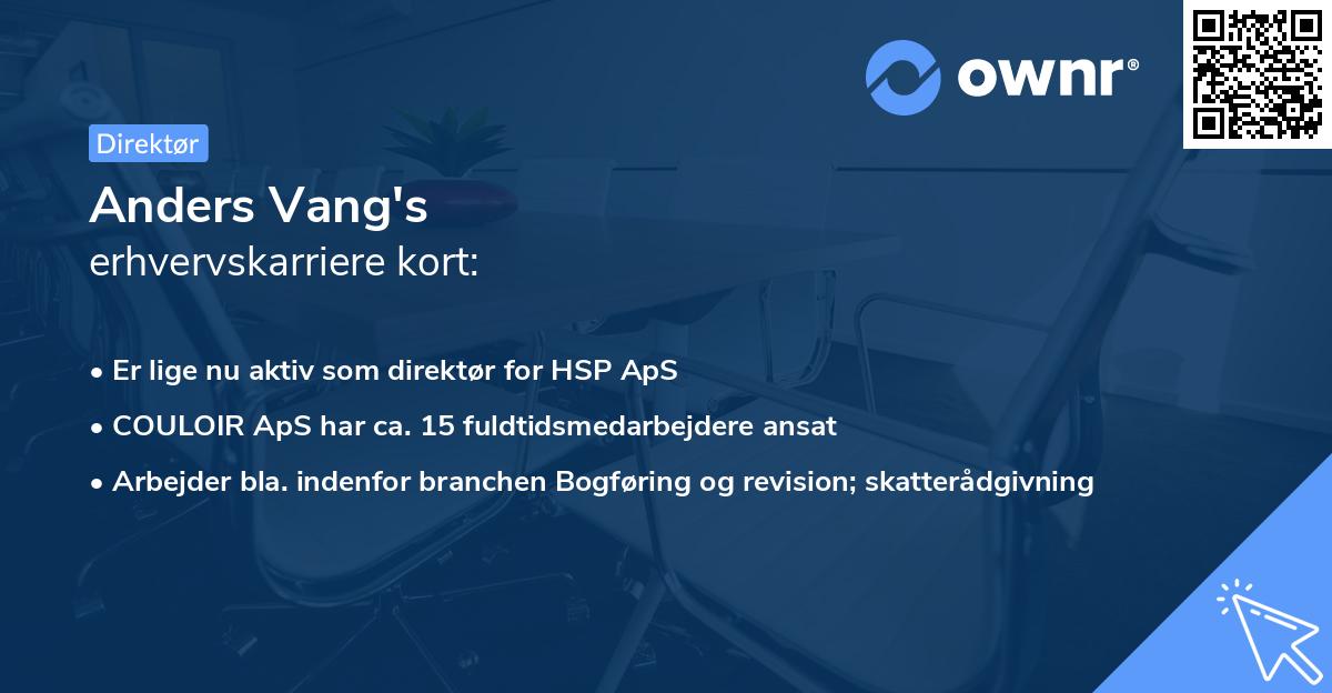 Anders Vang's erhvervskarriere kort