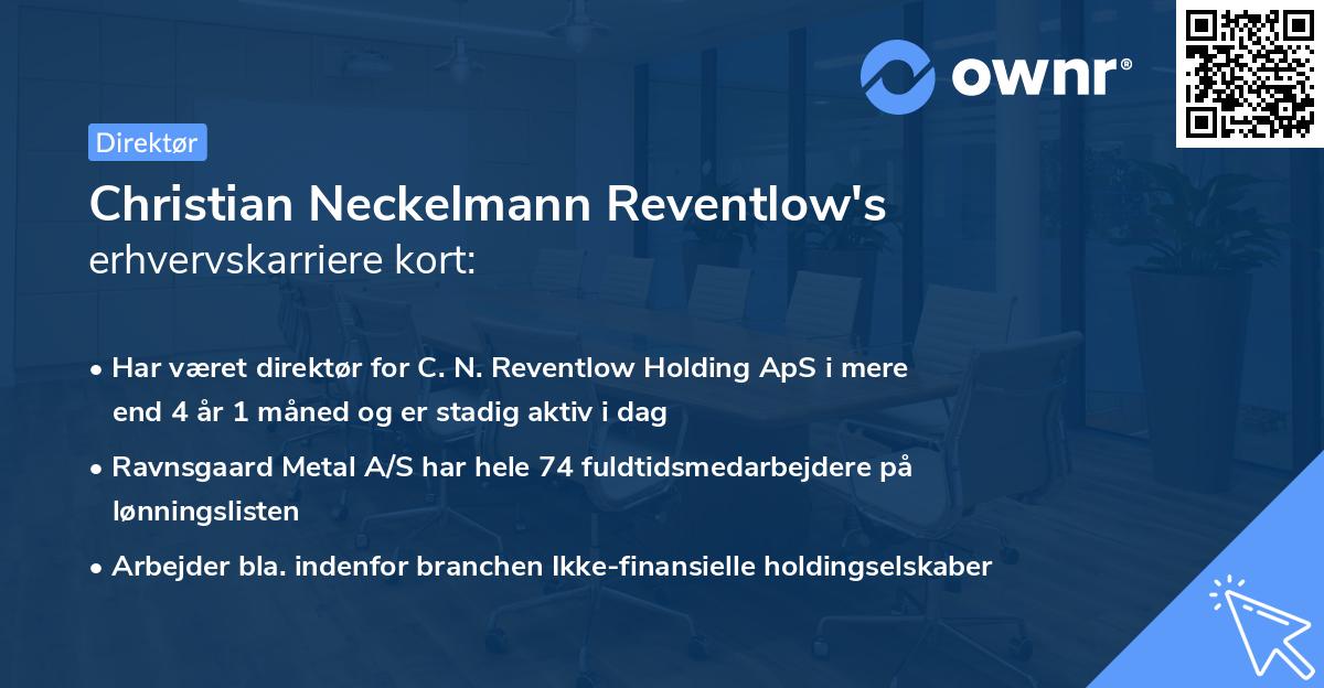 Christian Neckelmann Reventlow's erhvervskarriere kort
