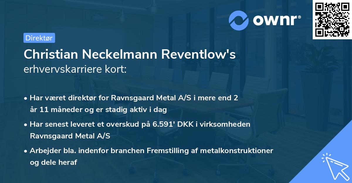 Christian Neckelmann Reventlow's erhvervskarriere kort