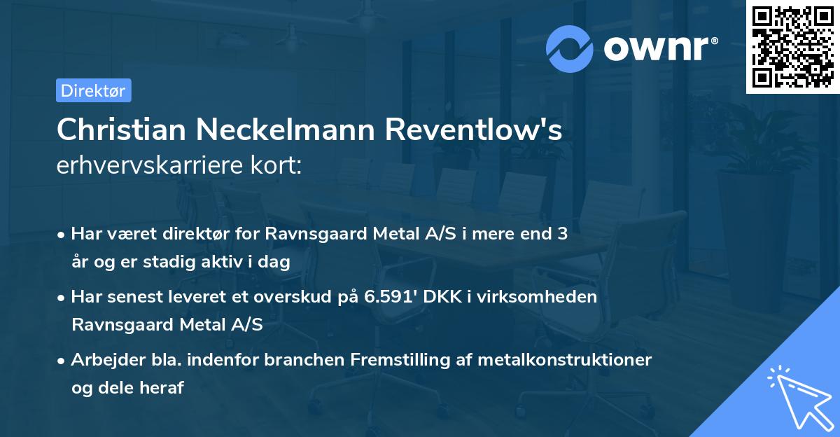 Christian Neckelmann Reventlow's erhvervskarriere kort