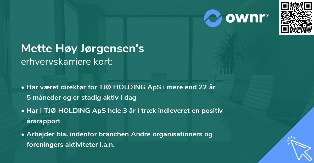 Mette Høy Jørgensen's erhvervskarriere kort