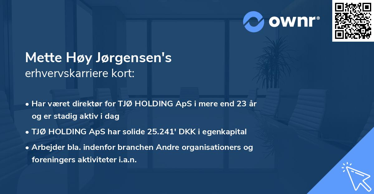 Mette Høy Jørgensen's erhvervskarriere kort