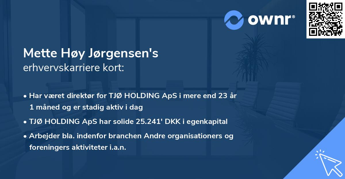 Mette Høy Jørgensen's erhvervskarriere kort