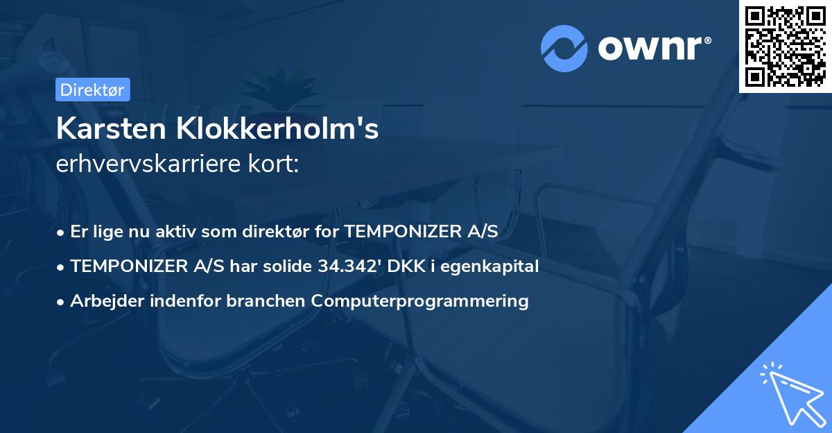 Karsten Klokkerholm's erhvervskarriere kort