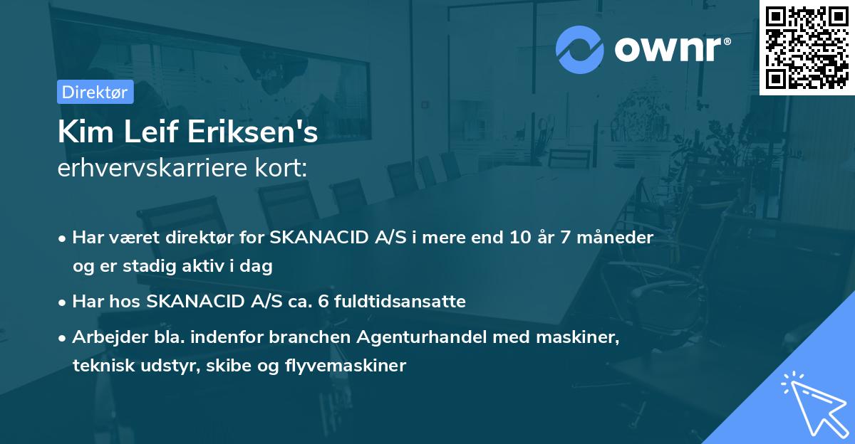 Kim Leif Eriksen's erhvervskarriere kort