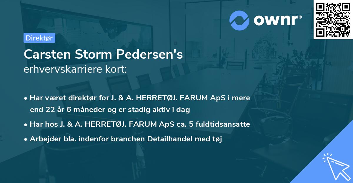 Carsten Storm Pedersen's erhvervskarriere kort