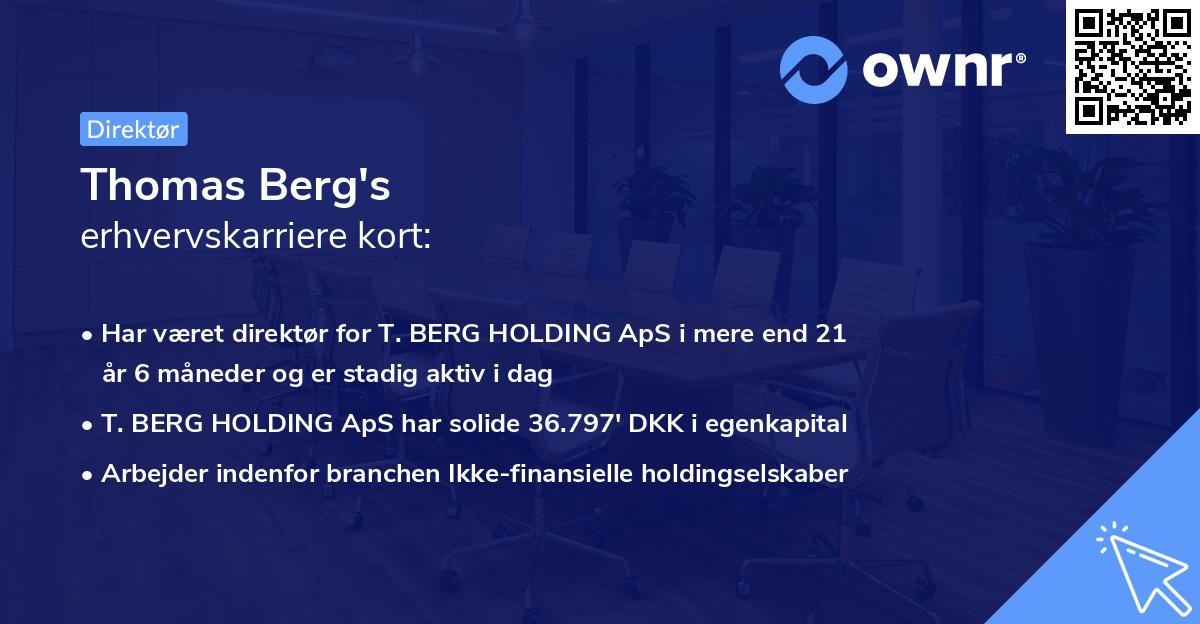 Thomas Berg's erhvervskarriere kort