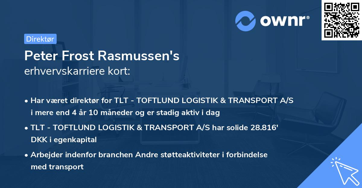 Peter Frost Rasmussen's erhvervskarriere kort
