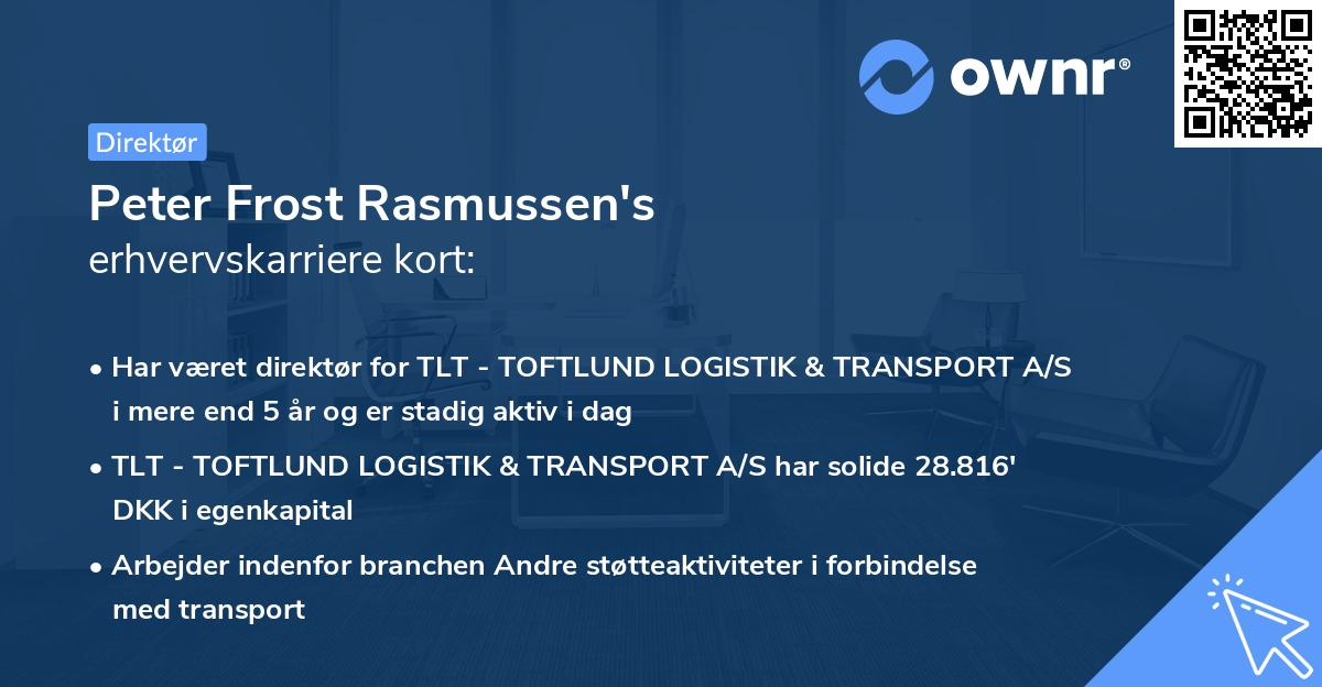 Peter Frost Rasmussen's erhvervskarriere kort
