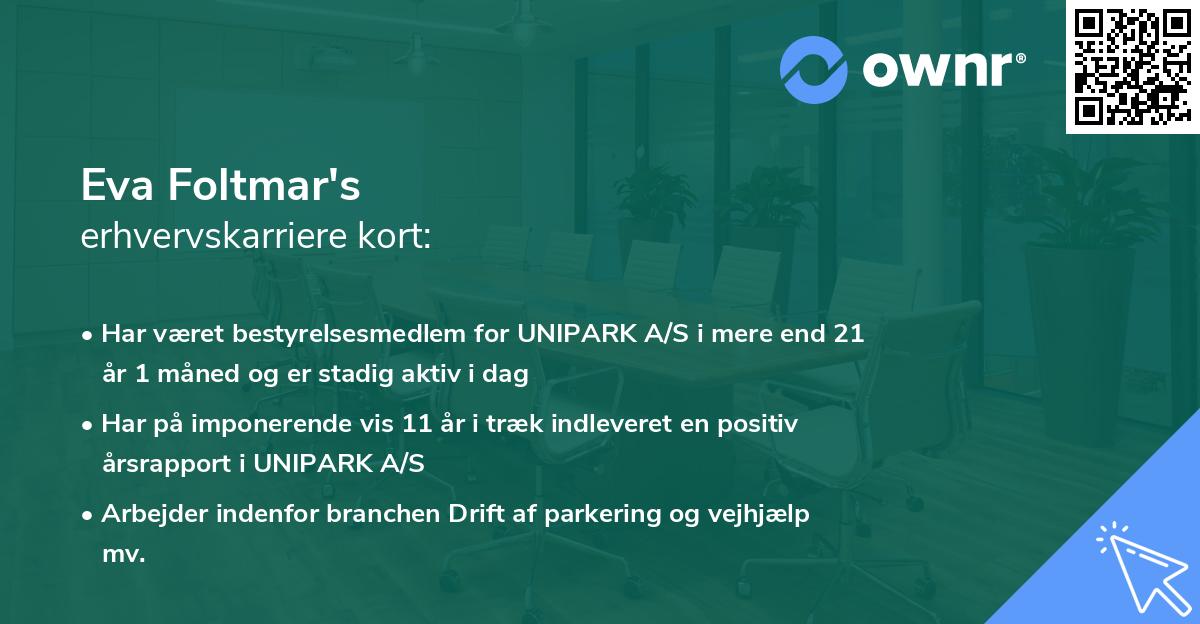 Eva Foltmar's erhvervskarriere kort