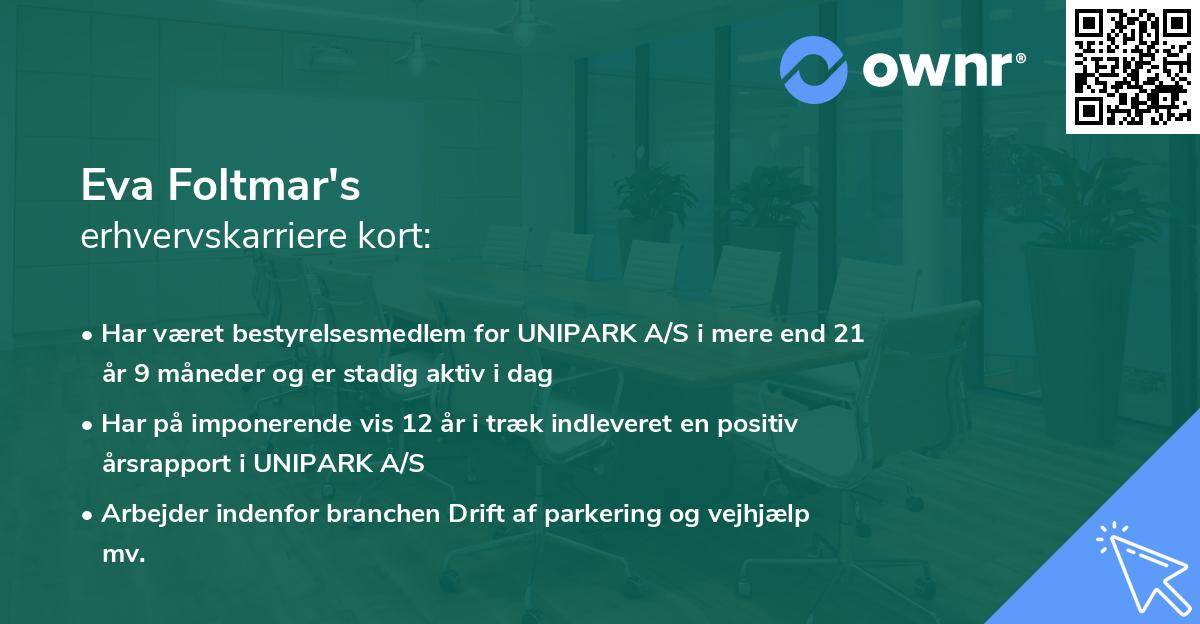 Eva Foltmar's erhvervskarriere kort