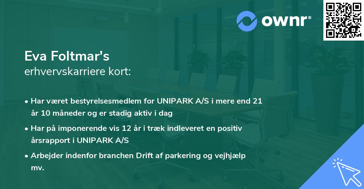 Eva Foltmar's erhvervskarriere kort