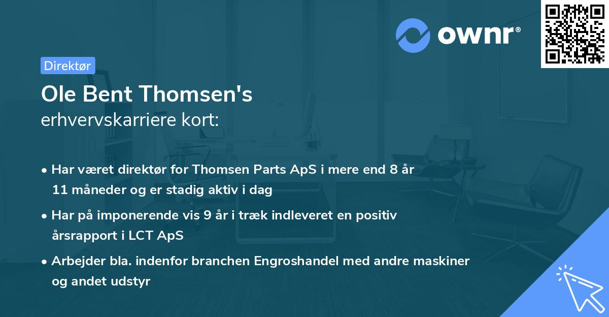 Ole Bent Thomsen's erhvervskarriere kort