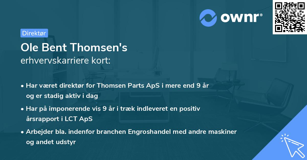Ole Bent Thomsen's erhvervskarriere kort