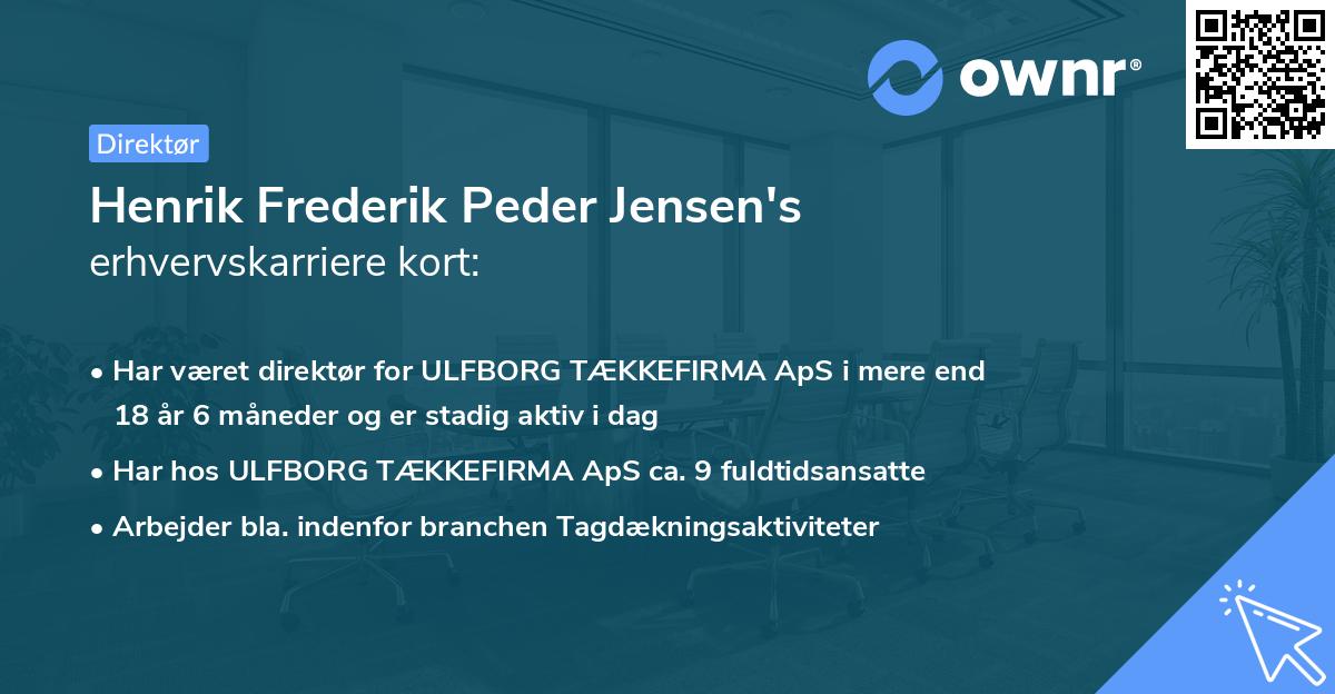 Henrik Frederik Peder Jensen's erhvervskarriere kort
