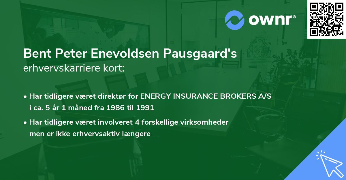 Bent Peter Enevoldsen Pausgaard's erhvervskarriere kort