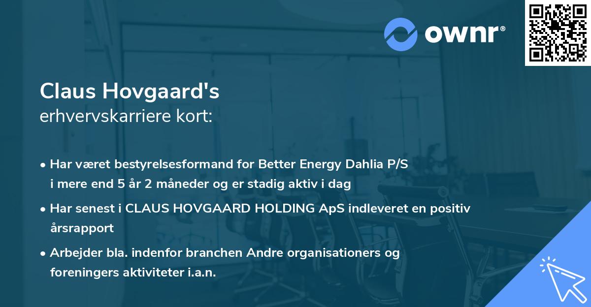 Claus Hovgaard's erhvervskarriere kort