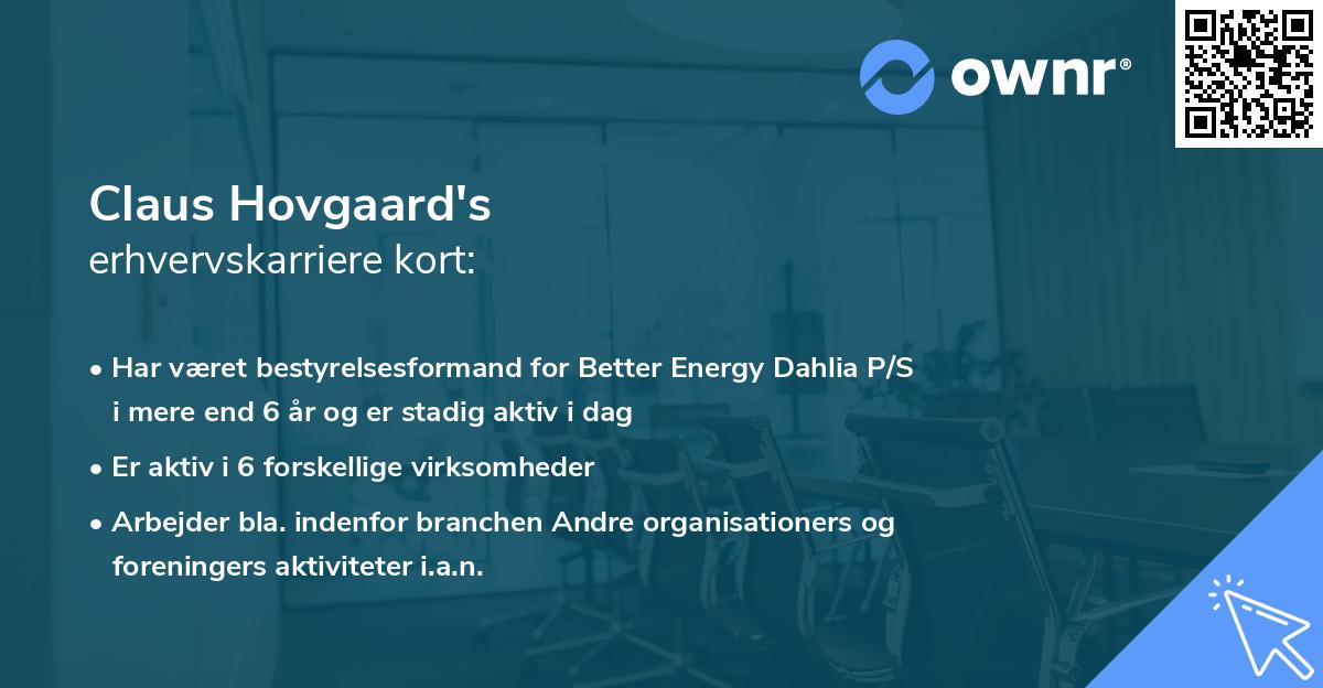 Claus Hovgaard's erhvervskarriere kort
