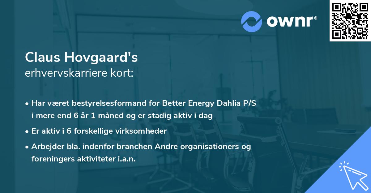 Claus Hovgaard's erhvervskarriere kort