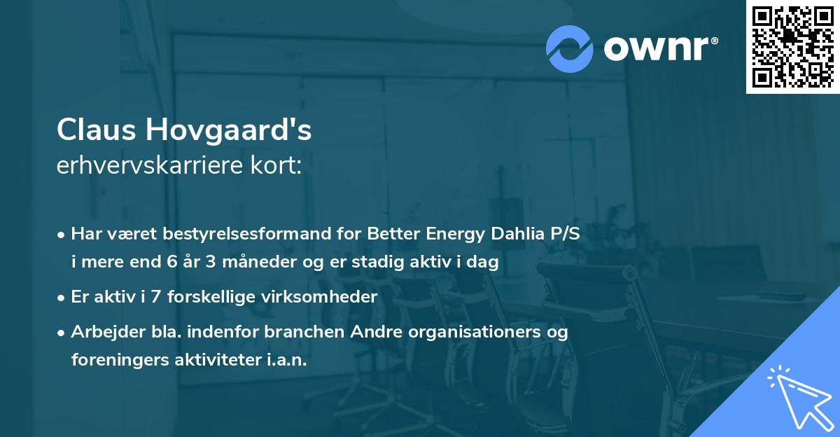 Claus Hovgaard's erhvervskarriere kort