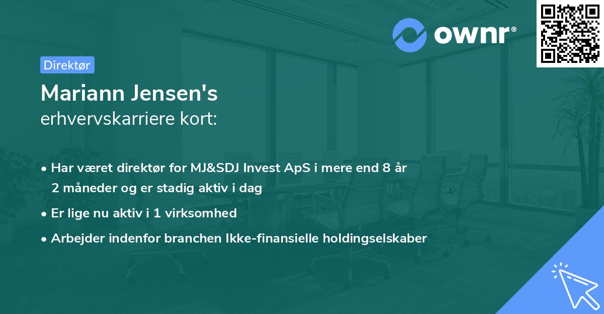 Mariann Jensen's erhvervskarriere kort