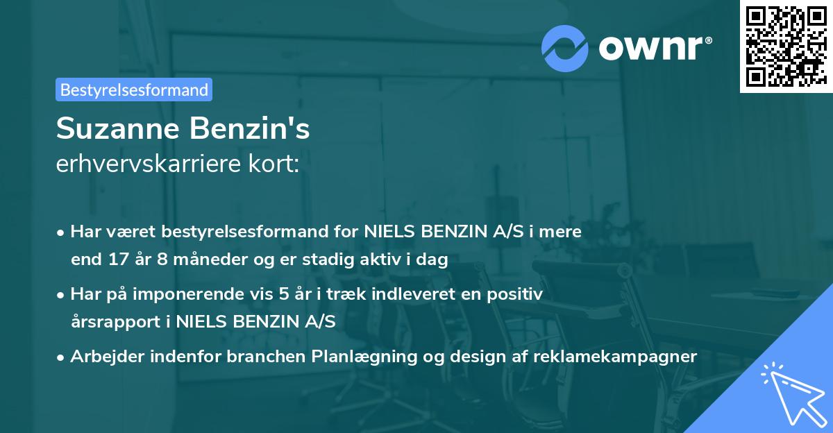 Suzanne Benzin's erhvervskarriere kort