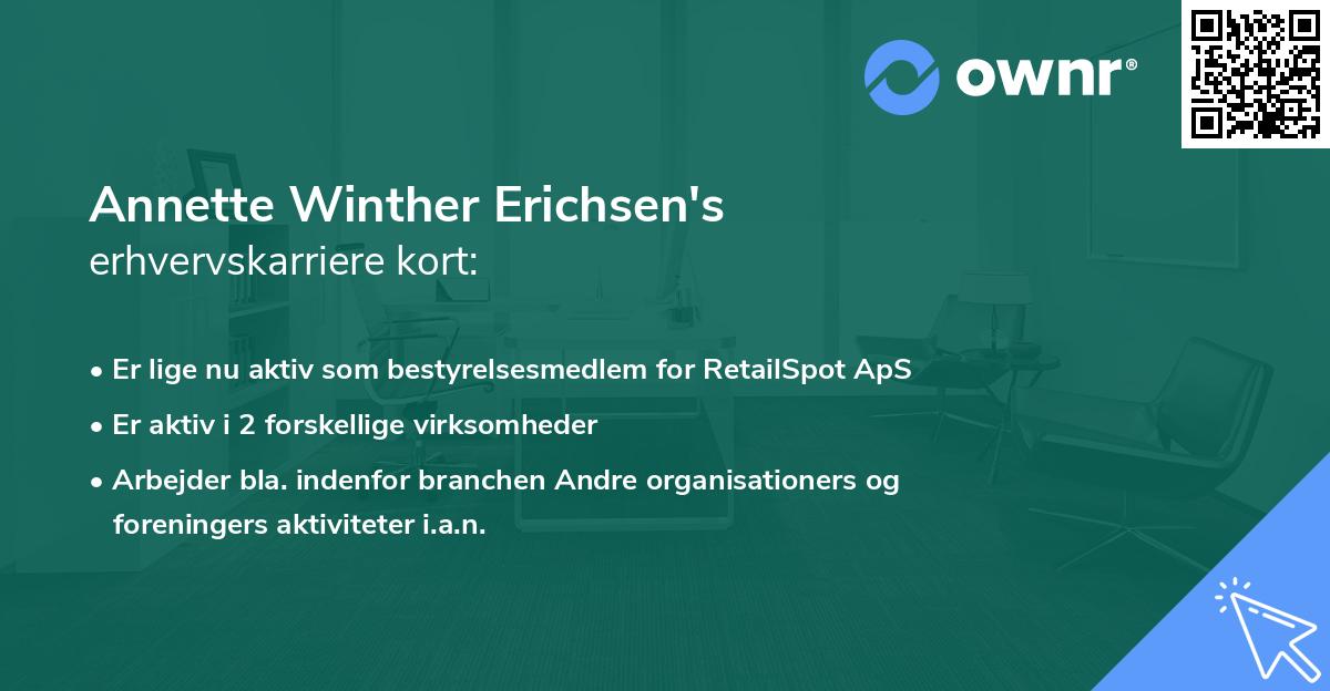 Annette Winther Erichsen's erhvervskarriere kort